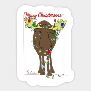 Merry Christmas Moose Art Sticker